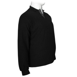 Βαμβακερή Polo wool feel με κέντημα στο στήθος by Leo collection - Black