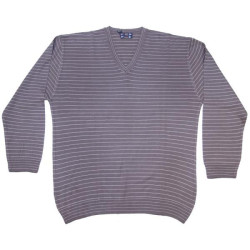 Πλεκτή μπλούζα ριγέ με βε - ΚΑΦΕ/ΜΠΕΖ