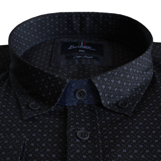 Πουκάμισο μακρυμάνικο ελαστικό με μικροσχέδιο - Black