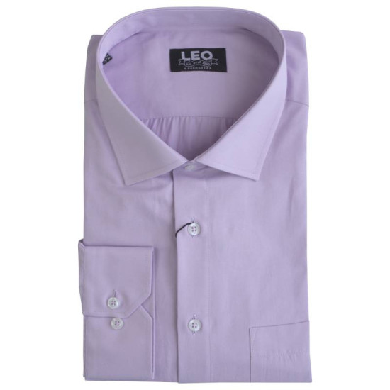 Πουκάμισο μονόχρωμο με rex γιακά και μακρύ μανίκι - Twilight Purple