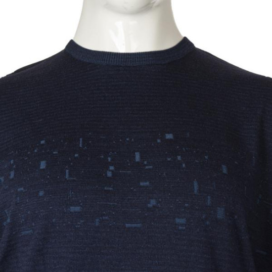 Βαμβακερό jacquard πλεκτό πουλόβερ της Leo Collection - Midnight Sax Blue