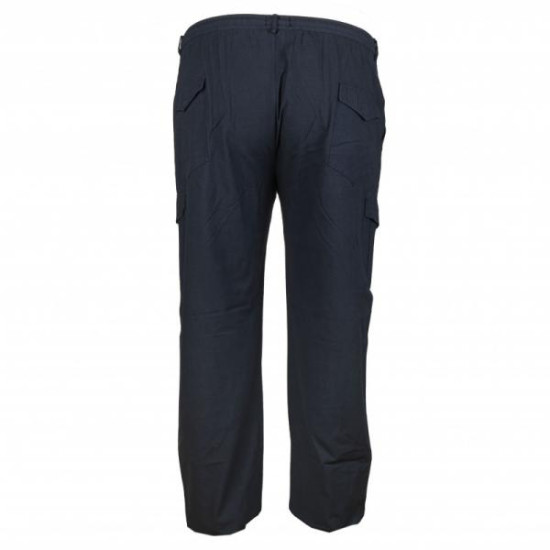 Καλοκαιρινή βαμβακερή παντελόνα μεσαίου καβάλου τυπου cargo με λάστιχο by L.T.G - Dark Blue