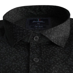 Πουκάμισο μακρυμάνικο ελαστικό με μικροσχέδιο - Black Πουκάμισο μακρυμάνικο ελαστικό με μικροσχέδιο - Black