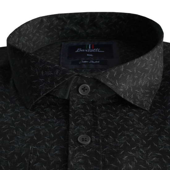 Πουκάμισο μακρυμάνικο ελαστικό με μικροσχέδιο - Black