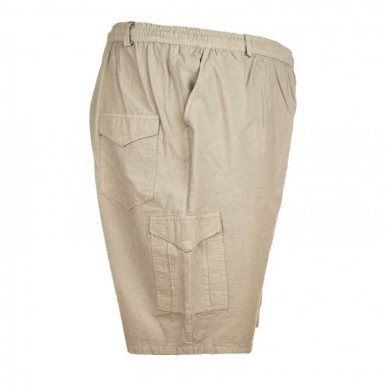 Βαμβακερή βερμούδα τύπου cargo με λάστιχο στη μέση - Beige
