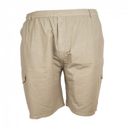 Βαμβακερή βερμούδα τύπου cargo με λάστιχο στη μέση - Beige