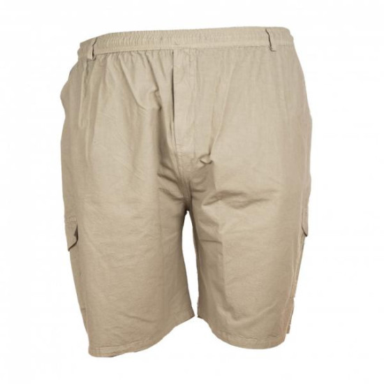 Βαμβακερή βερμούδα τύπου cargo με λάστιχο στη μέση - Beige