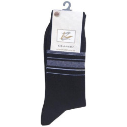 Ριγέ βαμβακερή κάλτσα Mercerised ενισχυμένη - ΜΑΥΡΟ