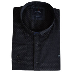 Πουκάμισο μακρυμάνικο ελαστικό με μικροσχέδιο - Black