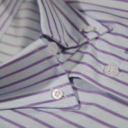 Πουκάμισο ριγέ με μακρύ μανίκι - ΓΑΛΑΖΙΟ/ΛΙΛΑ