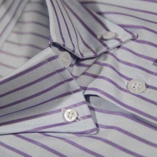 Πουκάμισο ριγέ με μακρύ μανίκι - ΓΑΛΑΖΙΟ/ΛΙΛΑ