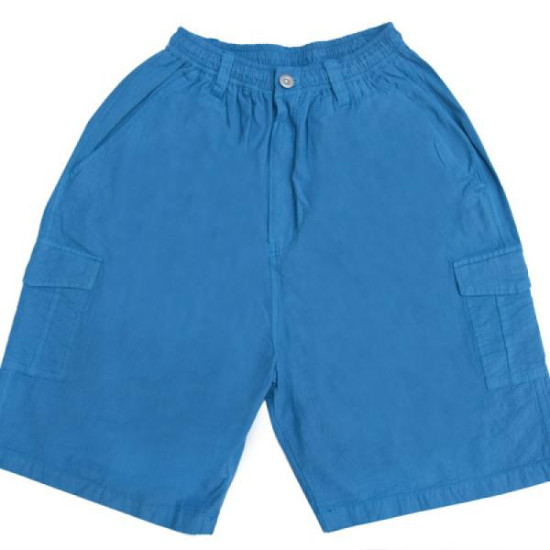 Βαμβακερή βερμούδα τύπου cargo με λάστιχο και κουμπί - ΠΕΤΡΟΛ