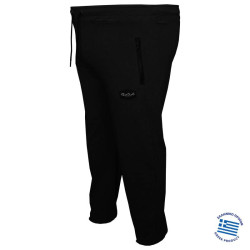 Καλοκαιρινό jersey παντελόνι φόρμας με Patch και λάστιχο στον αστράγαλο,της Leo Collection - Black Καλοκαιρινό jersey παντελόνι φόρμας με Patch και λάστιχο στον αστράγαλο,της Leo Collection - Black