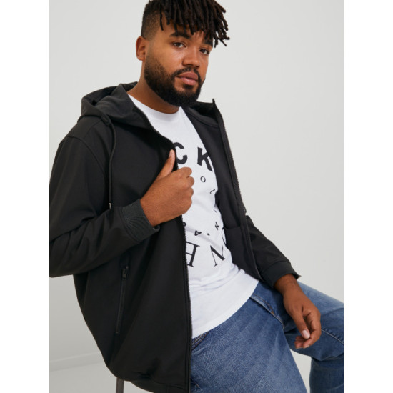Αδιάβροχο Jacket Basic Softshell Hood,της Jack & Jones - Black Αδιάβροχο Jacket Basic Softshell Hood,της Jack & Jones - Black