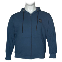 Ζακέτα φούτερ δίκλωνη με patch και κουκούλα - ΙΝΤΙΓΚΟ