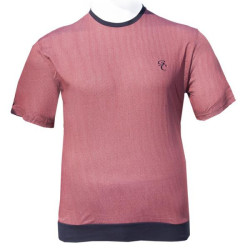 T-shirt μακό βαμβακερό με κέντημα και λάστιχο κάτω - Red