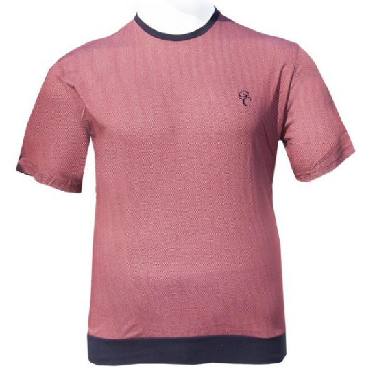 T-shirt μακό βαμβακερό με κέντημα και λάστιχο κάτω - Red