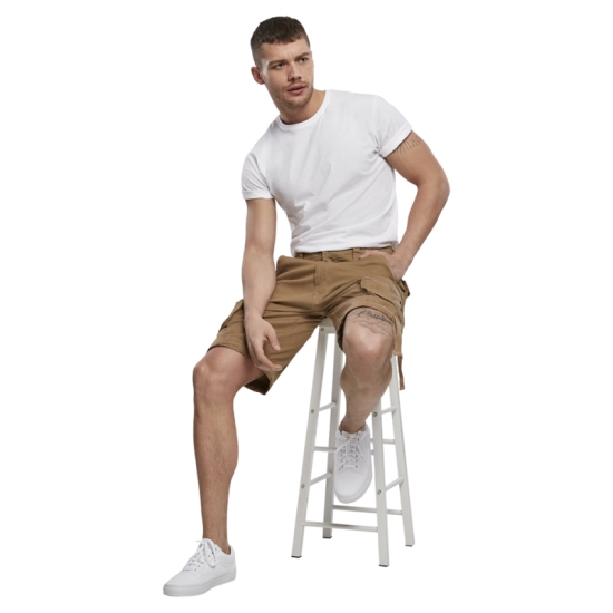 Βαμβακερή βαρύπλακη cargo βερμούδα,by Brandit - Beige