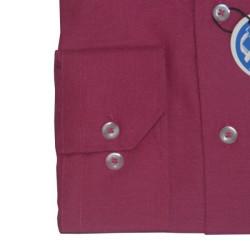 Πουκάμισο Fil-a-Fil μονόχρωμο γαλλικής ραφής & ελληνικής κατασκευής της Leo Collection - Cranberry