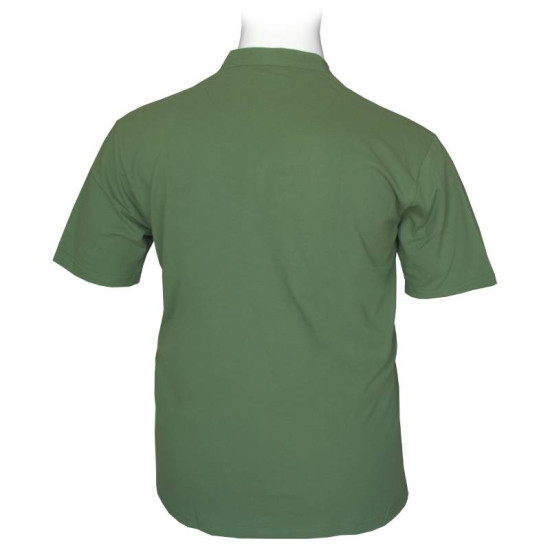 Βαμβακερό πικέ μπλουζάκι button neck - Deep Lichen Green