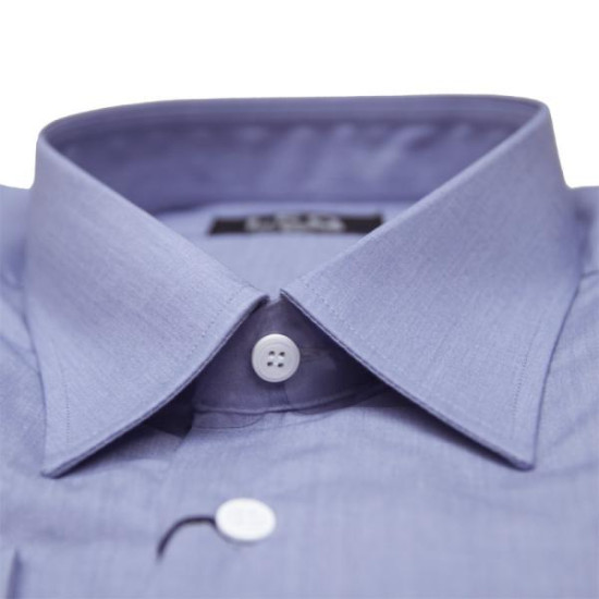 Πουκάμισο μονόχρωμο με μακρύ μανίκι - Echo Blue