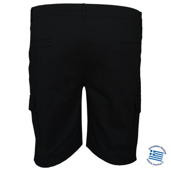 Βερμούδα ελαστική cargo με λάστιχο στο πλάι by L.T.G collection - Black