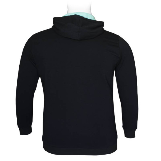 Hoodie φούτερ μονόχρωμο με κέντημα στο στήθος - Dark Blue