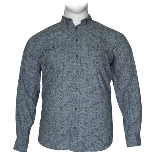 Πουκάμισο μακρυμάνικο ελαστικό με μικροσχέδιο και cargo τσέπες - Grey/Fade Blue