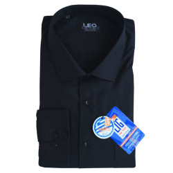 Πουκάμισο Αμπιγιέ μονόχρωμο γαλλικής ραφής & ελληνικής κατασκευής της Leo Collection - Black