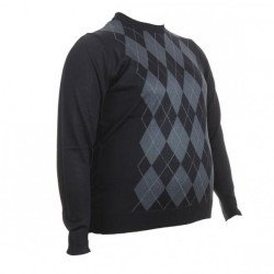 Πλεκτή μάλλινη μπλούζα με ρομβικό σχέδιο - Μπλε/Ραφ