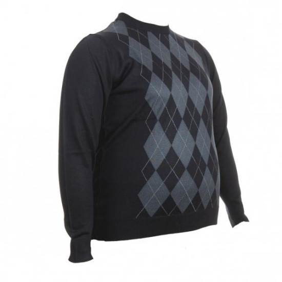 Πλεκτή μάλλινη μπλούζα με ρομβικό σχέδιο - Μπλε/Ραφ