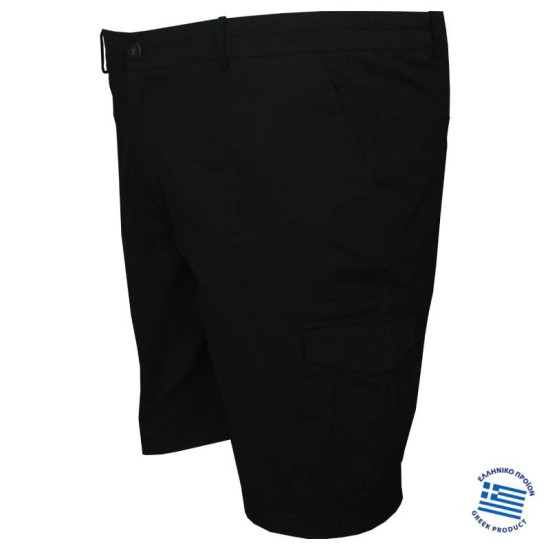 Βερμούδα ελαστική cargo με λάστιχο στο πλάι by L.T.G collection - Black