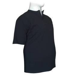 Βαμβακερό μακό μπλουζάκι button ve - Dark Blue