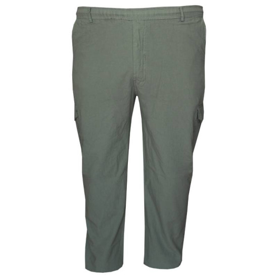 Καλοκαιρινή βαμβακερή παντελόνα μεσαίου καβάλου τυπου cargo με λάστιχο by L.T.G - Khaki