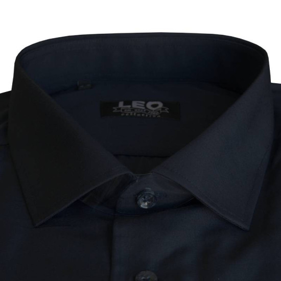 Πουκάμισο μονόχρωμο με μακρύ μανίκι - Dark Blue