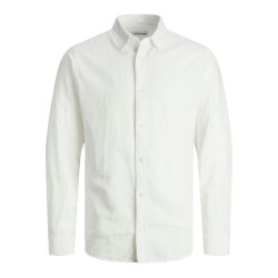 Λινό μονόχρωμο μακρυμάνικο πουκάμισο