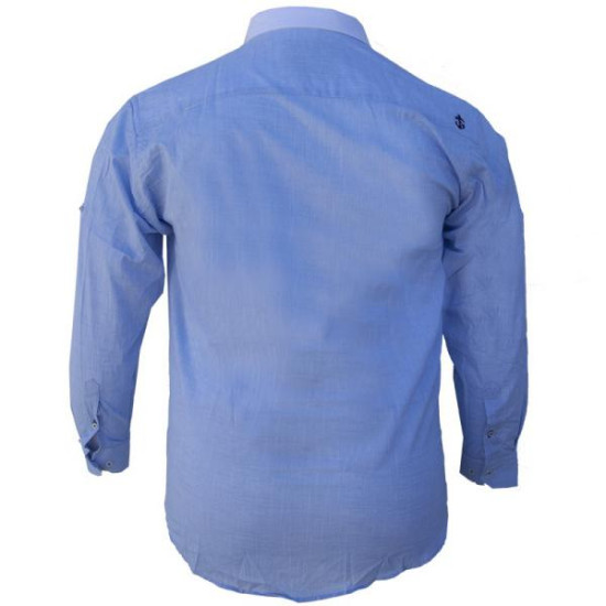 Μακρυμάνικο λινό πουκάμισο με κεντητές λεπτομέρειες και εξώγαζες λεπτομέρειες - Rock Blue