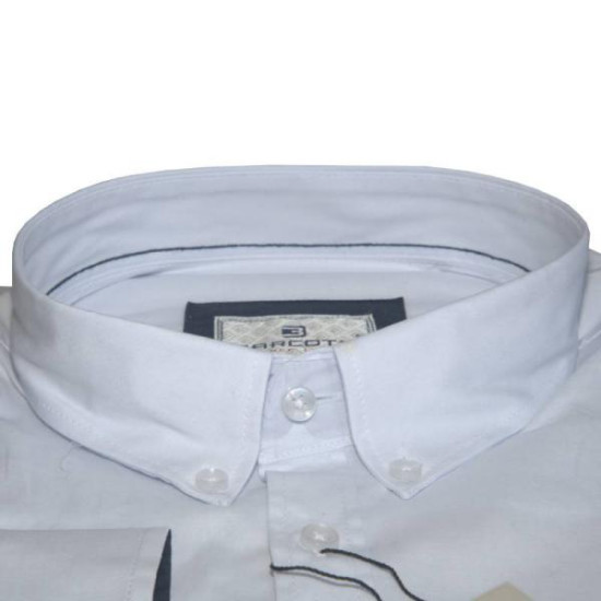 King size ελαστικό μονόχρωμο μακρυμάνικο πουκάμισο - White