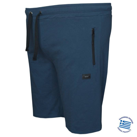 Βερμούδα jersey pennie με patch και φερμουάρ στις τσέπες,της Leo Collection - Indigo blue
