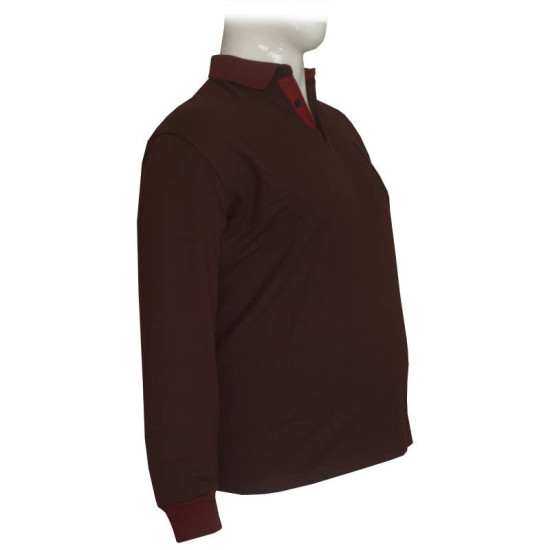 Μπλούζα Polo βαρύπλακη με κουμπί και τσέπη στο στήθος - Deep Bordeaux