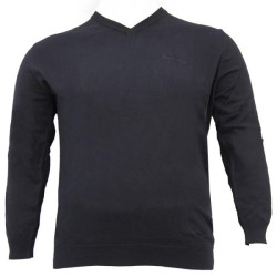 Μονοχρωμη  μπλουζα tricot με ve και κεντημα - Black