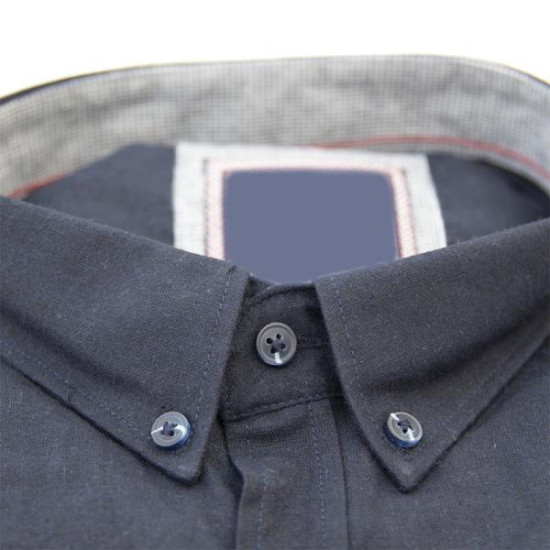 Πουκαμισο μονοχρωμο υπερμεγεθος απο βαμβακερη φανελα και τσεπη - Anthracite