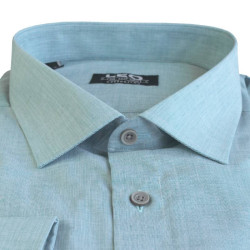 Πουκάμισο Fil-a-Fil μονόχρωμο γαλλικής ραφής & ελληνικής κατασκευής της Leo Collection - Cyan Blue