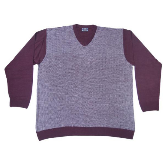 Πλεκτή μπλούζα βε με σχέδιο ζακάρ ψαροκόκκαλο - ΜΠΟΡΝΤΩ