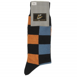 Βαμβακερή κάλτσα καρό με ενίσχυση - Dark Blue