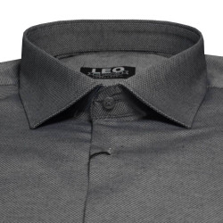 Πουκάμισο Oxford μακρυμάνικο με γιακά τύπου Rex, της Leo Collection - Faded Grey
