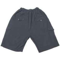 Βαμβακερή βερμούδα τύπου cargo με λάστιχο στη μέση - ΜΑΥΡΟ