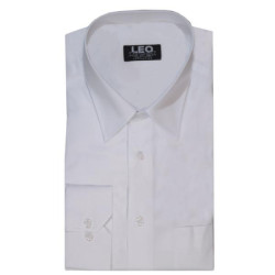 Πουκάμισο μονόχρωμο με μακρύ μανίκι - ΛΕΥΚΟ