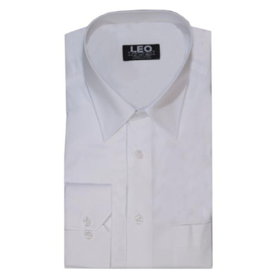 Πουκάμισο μονόχρωμο με μακρύ μανίκι - ΛΕΥΚΟ