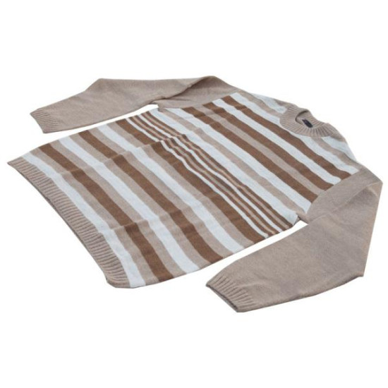 πλεκτή λαιμόκοψη με φαρδιά ρίγα - Μπεζ/Καμηλό/Καφέ